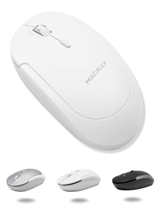 Macally Wireless Bluetooth Mouse for Mac, MacBook Pro/Air, iPad, and PC - Quiet Click and Comfortable Compatible Apple Wireless Mouse - Rechageable - White - Image 1