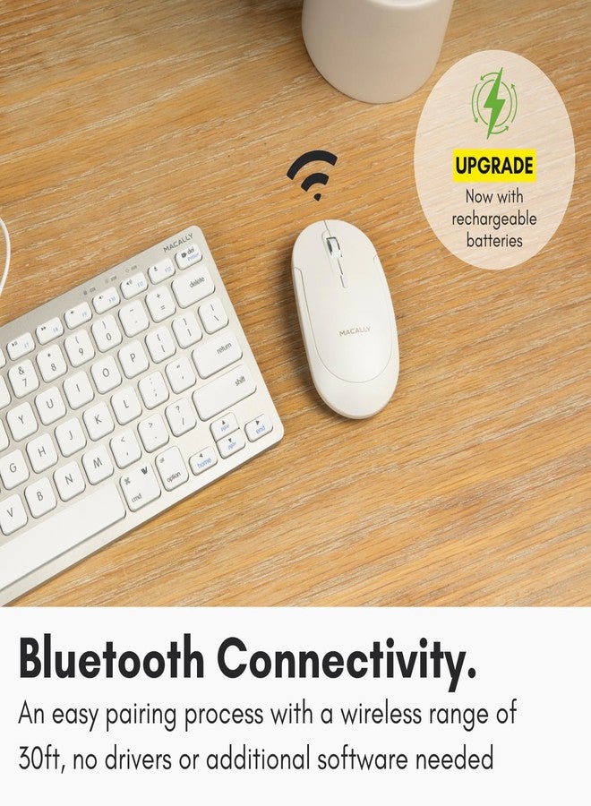 Macally Wireless Bluetooth Mouse for Mac, MacBook Pro/Air, iPad, and PC - Quiet Click and Comfortable Compatible Apple Wireless Mouse - Rechageable - White - Image 3