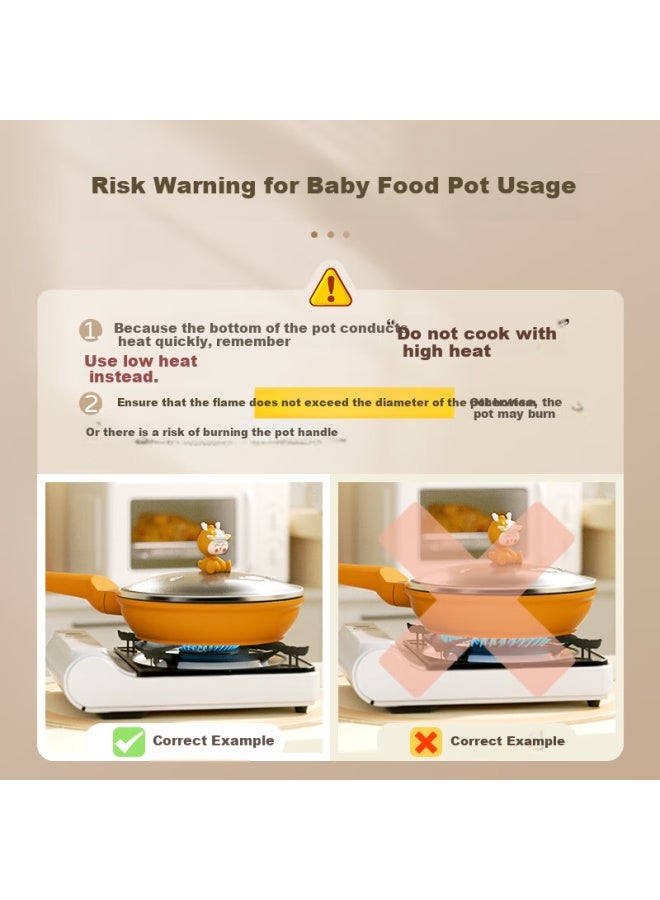 Didinika Didini Ka Baby Food Pot, All-in For Frying, Boiling, Steaming And Stir-frying, Ceramic Non-stick Pan For Infants, Multifunctional Zodiac Dragon Design, 20cm - Image 1