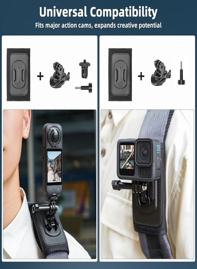 DA-GODO حامل كاميرا الحركة DAGODO للظهر لكاميرات Insta360 X5/X4/X3/Ace وOne RS وGo3، متوافق مع GoPro Hero 12 وHero 11، زاوية قابلة للتعديل (حامل للظهر) - Image 2