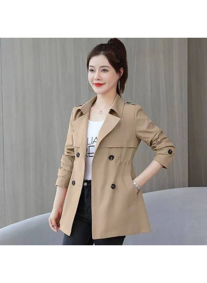 Spring And Autumn Windbreaker Women's Short 2025 New Tight Waist Slimming High-end Atmospheric Windbreaker Small Women's Elegant Jacket 