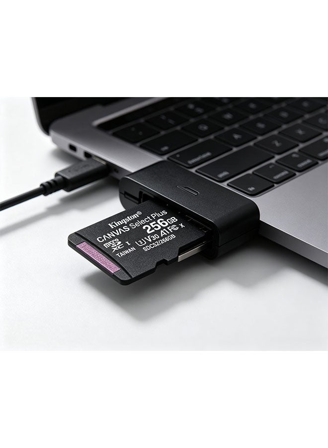 Kingston Grey بطاقة ميكرو سد كينغستون كانفاس سيلكت بلس بسعة 256 جيجابايت، بطاقة ذاكرة عالية السرعة لهواتف الذكاء، وكاميرات المراقبة والكاميرات الفعالة - Image 4