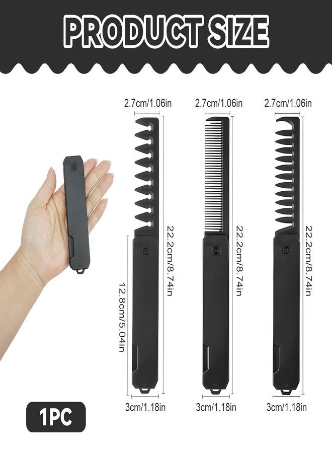 SpaceWings 1PCS 3-in-1 Men's Folding Beard Comb,Switchblade Comb,Folding Pocket Comb with Fine & Wide Tooth,Ideal for for Travel, Grooming Beard and Hair - Image 2