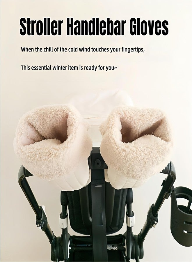ETOFIXEE Winter Baby Stroller Hand Muffs, Waterproof Windproof Warm Gloves with Lamb Wool Lining, 12x6 Inch Oversized Stroller Handle Warmers with Magic Tape (Black) - Image 3