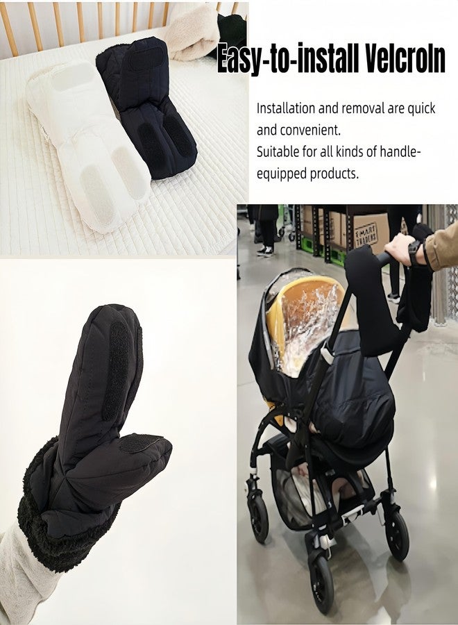 ETOFIXEE Winter Baby Stroller Hand Muffs, Waterproof Windproof Warm Gloves with Lamb Wool Lining, 12x6 Inch Oversized Stroller Handle Warmers with Magic Tape (Black) - Image 4