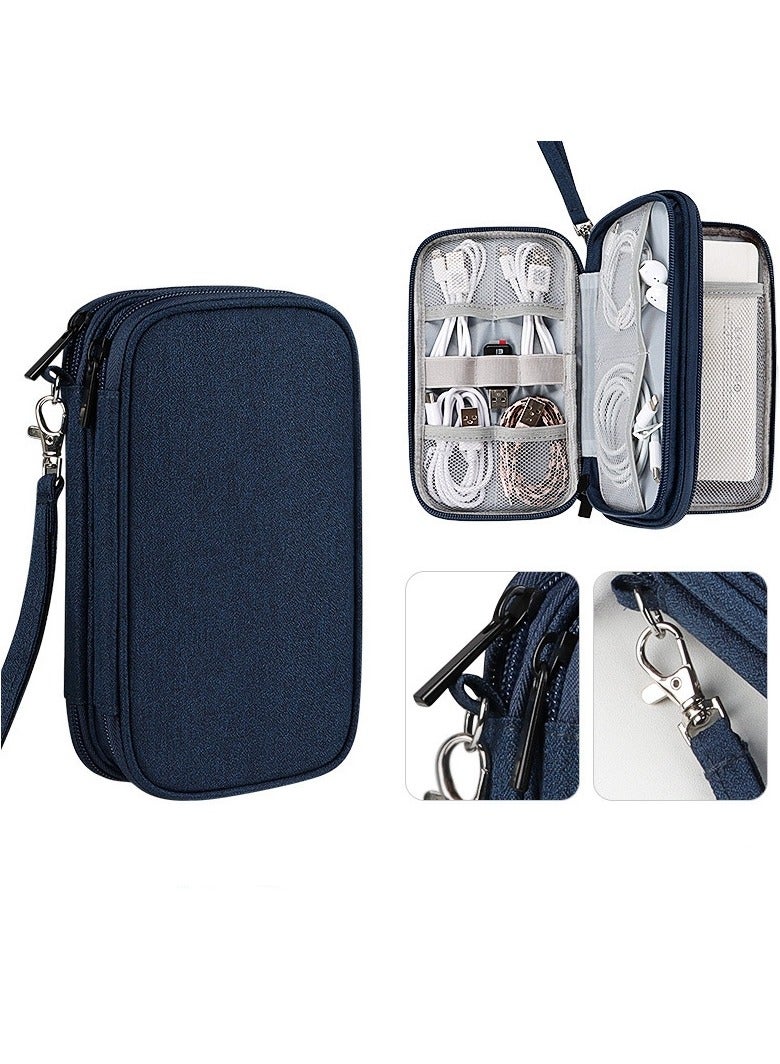 MIXDE Electronic Accessories Bag,3-Layer Waterproof Travel Cable Organizer Bag With Hanging Rope And Zipper,For Cord,Charger,SD Card,Flash Drive
