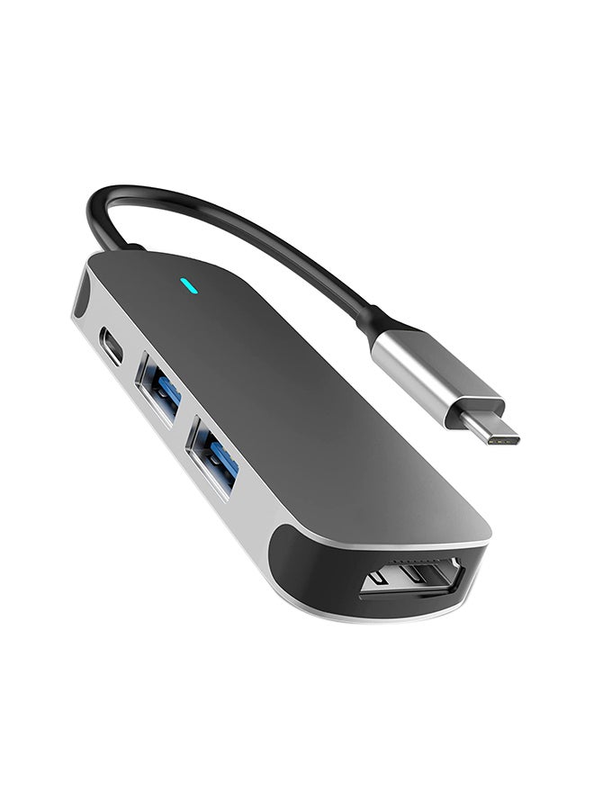 موزع 4 في 1 متعدد المنافذ بمنفذ USB 3.0 Type-C رمادي - Image 1