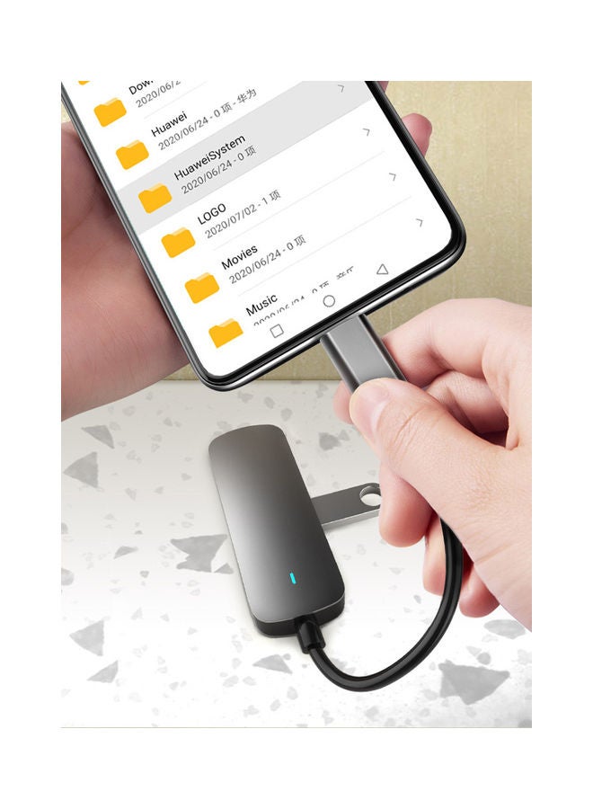موزع 4 في 1 متعدد المنافذ بمنفذ USB 3.0 Type-C رمادي - Image 4