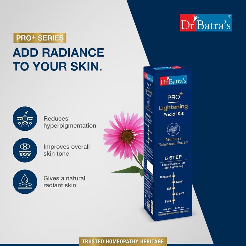 Dr Batra's Dr Batras PRO Lightening Facial Kit Enriched with Echinacea extracts  B3 Reduces Blemishes Face Wash for Clean Skin Protection from Sun Damage Moisturized Skin 250g - Image 5