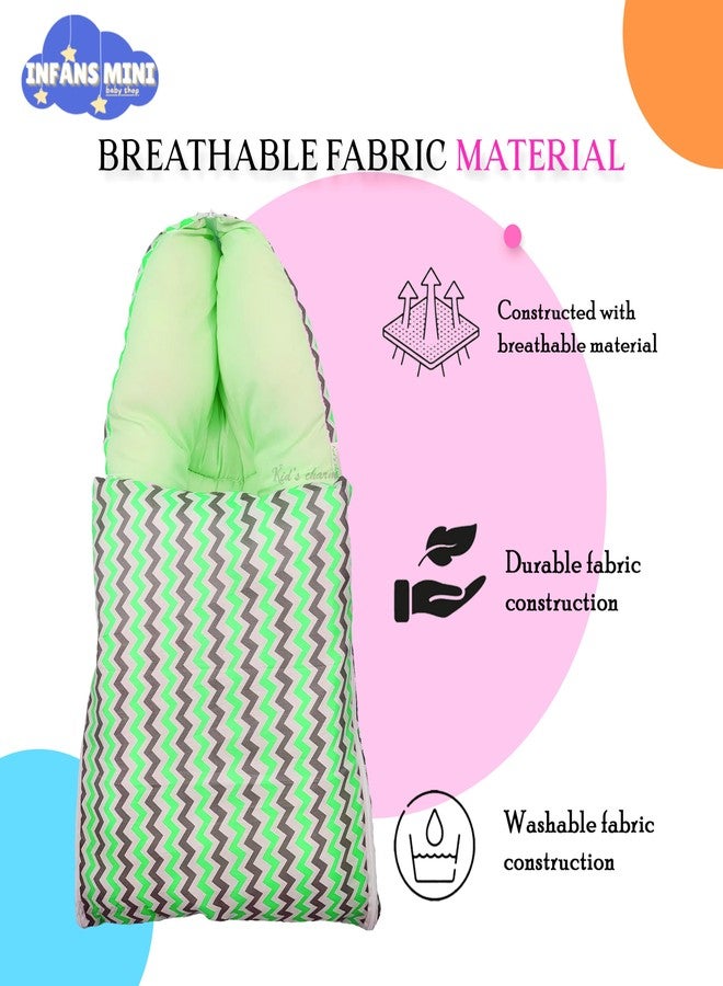 Infans Mini Zigzag Mini 3 in 1 Baby's Cotton Bed Cum Carry Bed Printed Baby Sleeping Bag-Baby Bed-Infant Portable for Unisex Easily Portable, Light Weight Carry for New Born 0-4 Months Old(Green) - Image 5