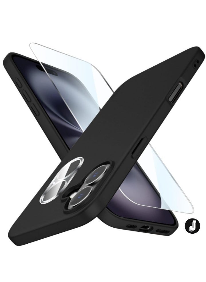 JAJEEK "iPhone 16 Case – Ultra-Thin Matte Black Cover with Upgraded Camera Lens & Screen Protectors, Slim Shockproof Anti-Scratch" - Image 1