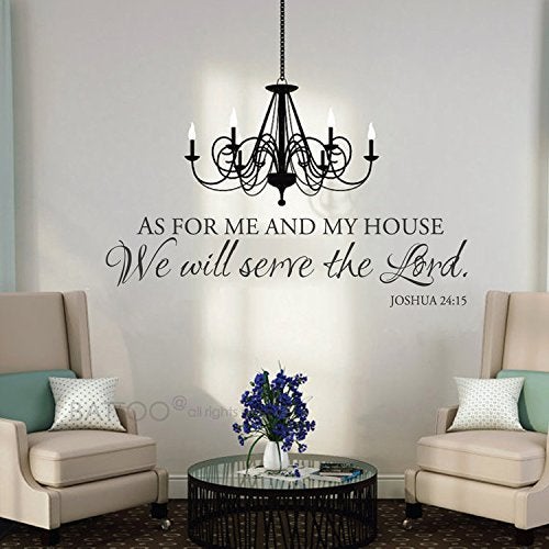 BATTOO As for Me and My House Wall Decal - Scripture Quote Vinyl Decal - Bible Verse - Christian Wall Art (Black, 30"WX7.5"H) - Image 2