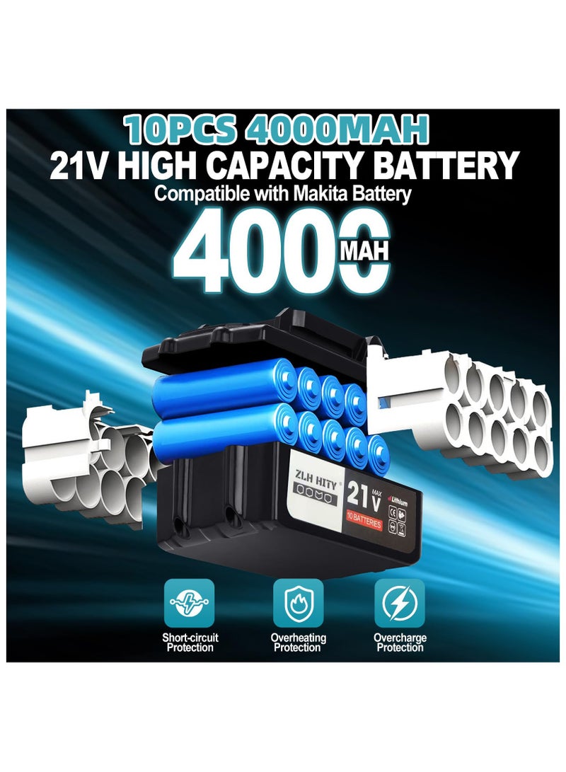 أداة طحن كهربائية لاسلكية مع بطاريتين 21 فولت، كل منهما 10 خلايا، وسرعة دوران 9000 دورة في الدقيقة، وآلة طحن معدنية كهربائية بدون فرشاة، و3 سرعات متغيرة للقطع والطحن والتلميع - Image 3