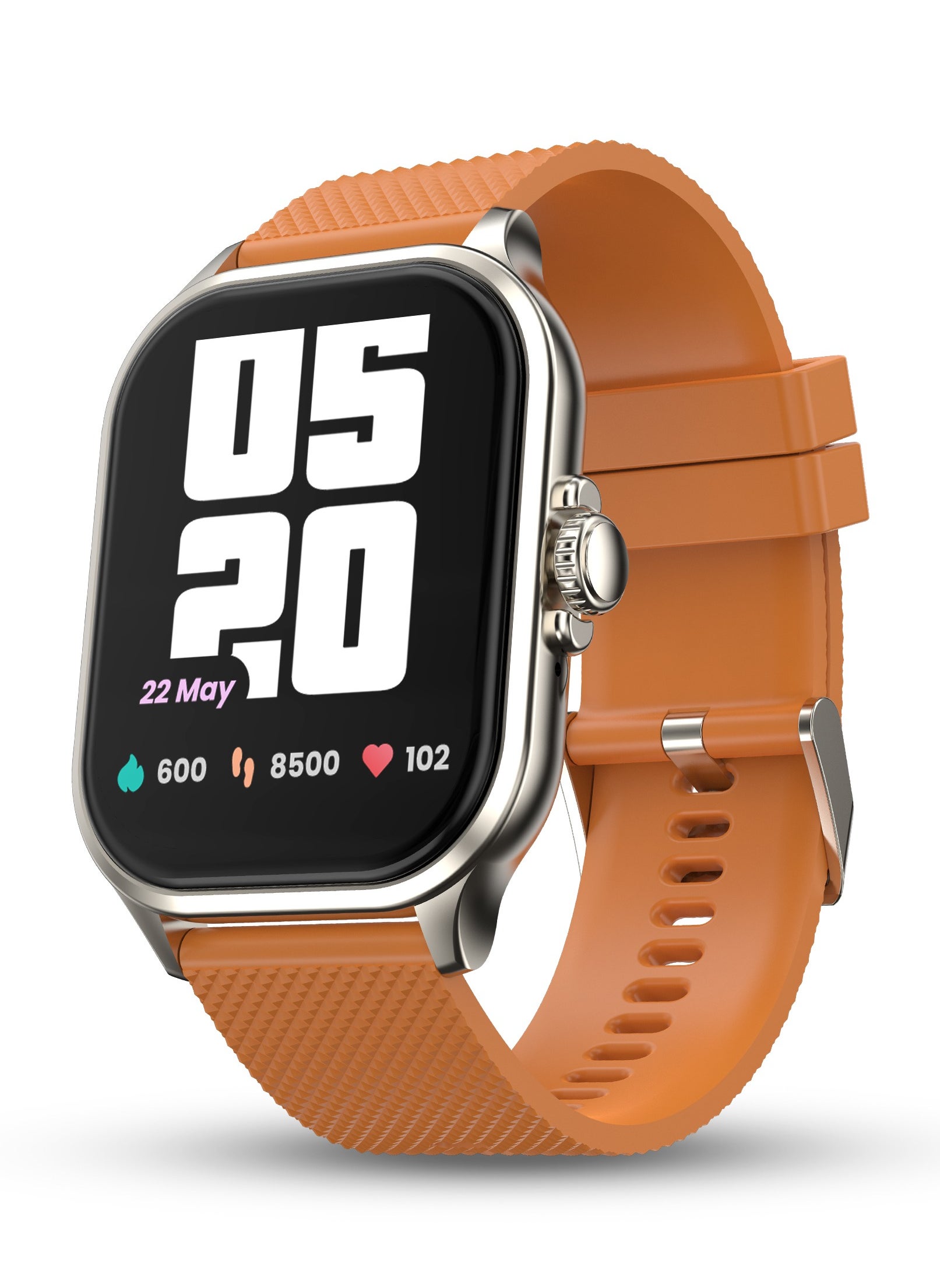 Pebble Oslo 2.01" Vibrant HD Display, BT Calling Smart Watch for Men & Women, Premium Metal Body, Fast Pairing, DIY Watch Faces, Health Suite, Multiple Sports Mode, IP67 Water Resistance, Brunt Orange 