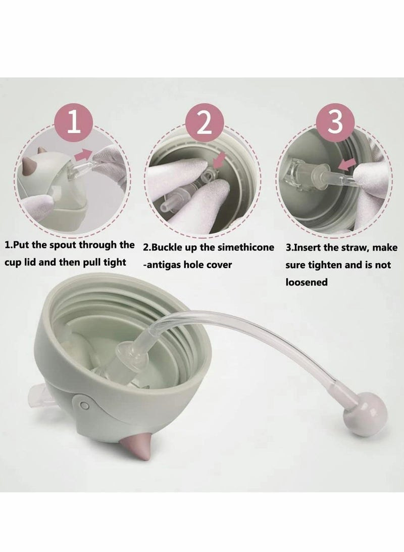 Toddler Sippy Cups 250ML, 360° Leak-Proof Weighted Straw with Handle, Soft Spout Learner Cup, Anti-Choking Design, Drop-Resistant Water Bottle (Blue) - Image 3