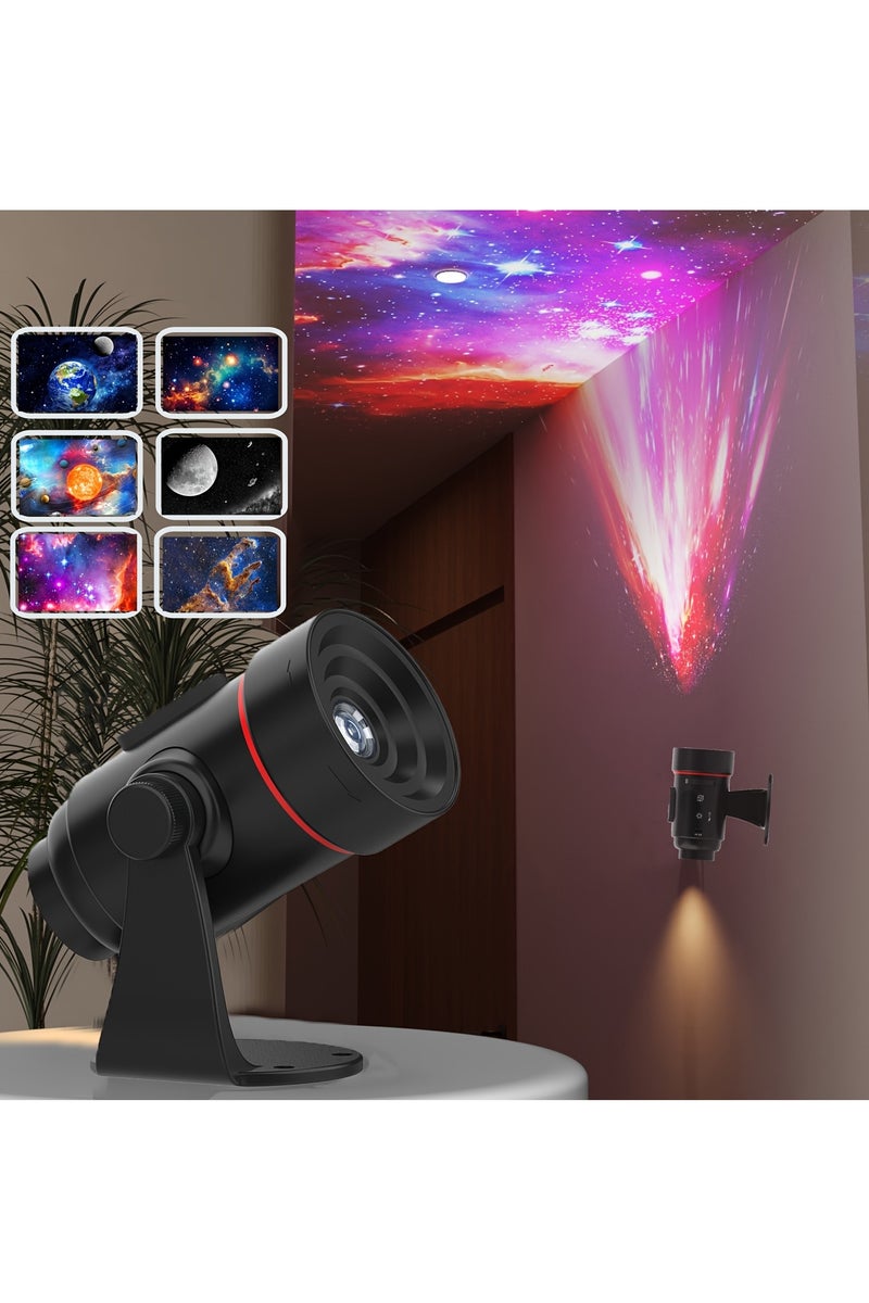 MOCOM 2025 Small Starry Sky Galaxy Projector Light | 6 Replaceable Ultra-HD Film Discs | 360° Rotation | USB Powered | Futuristic Aurora & Nebula Light Show for Bedroom, Game Room, Home Theater | LED Wall Light | Planetarium Experience | Gift for Holidays & Birthdays | Immersive Galaxy Projection | HD 5W LED | Model DWMD-02  - Image 1