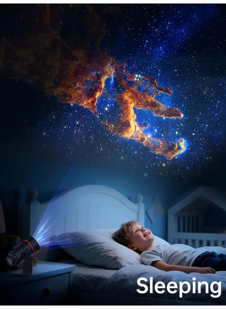 MOCOM 2025 Small Starry Sky Galaxy Projector Light | 6 Replaceable Ultra-HD Film Discs | 360° Rotation | USB Powered | Futuristic Aurora & Nebula Light Show for Bedroom, Game Room, Home Theater | LED Wall Light | Planetarium Experience | Gift for Holidays & Birthdays | Immersive Galaxy Projection | HD 5W LED | Model DWMD-02  - Image 4