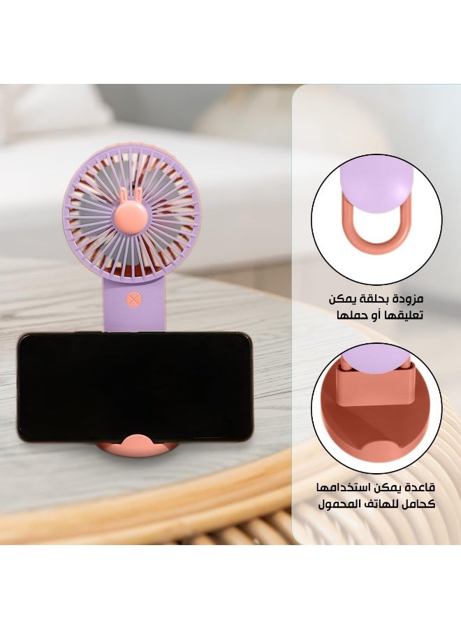 Mini USB Desktop & Handheld Fan with Phone Stand & LED Light – 2 Speed, Compact Design for Travel & Home, SQ 2200 - Image 4