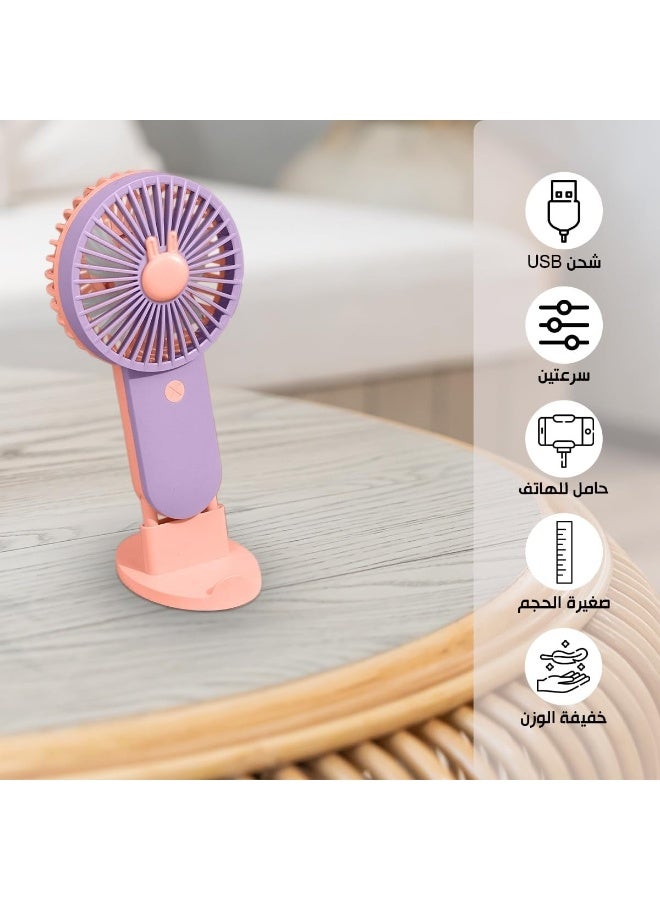 Mini USB Desktop & Handheld Fan with Phone Stand & LED Light – 2 Speed, Compact Design for Travel & Home, SQ 2200 - Image 2