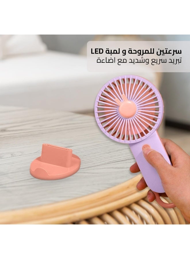 Mini USB Desktop & Handheld Fan with Phone Stand & LED Light – 2 Speed, Compact Design for Travel & Home, SQ 2200 - Image 3