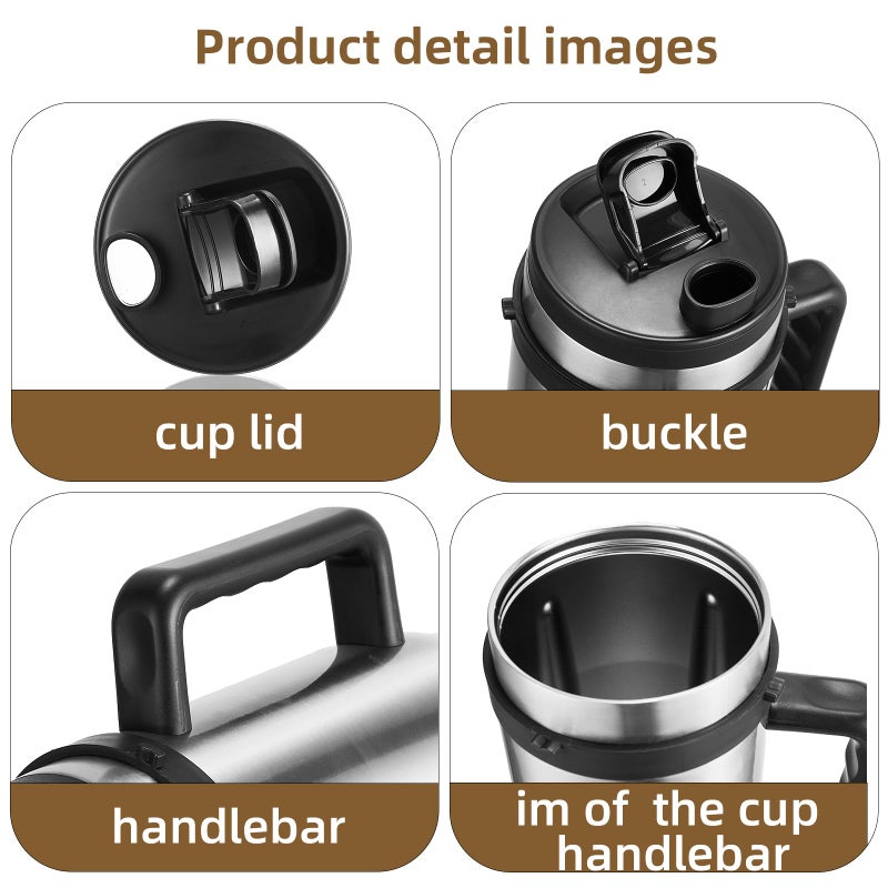 ENJOYCOOL 40oz Insulated Ninja Blender Cups Replacement with Lid,3-in-1 Insulated Stainless Steel Tumbler With Handle ,Smoothie Cup Holder Friendly,Compatible with Ninja BN751,BN401, BN801, SS101,SS151etc - Image 3