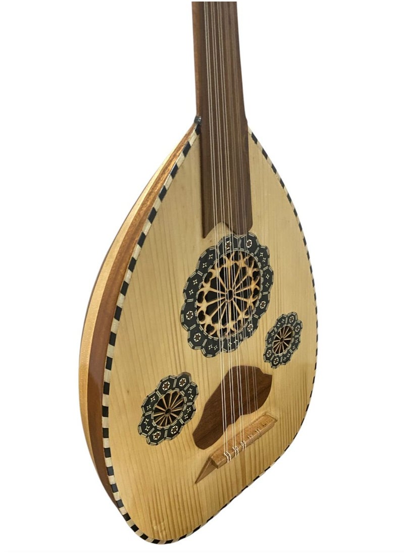 hoormusic arabic oud half lox music instrument by gamel george with bag and picks  - Image 3