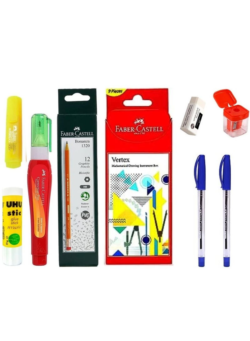 FABER-CASTELL طقم قرطاسية مدرسية مكون من 28 قطعة بألوان متنوعة - Image 1