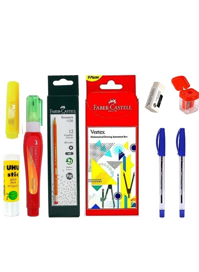 FABER-CASTELL طقم قرطاسية مدرسية مكون من 28 قطعة بألوان متنوعة - Image 2