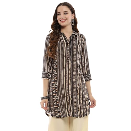 BIBA Chocolate Viscose Blend Straight Kurta - Image 1