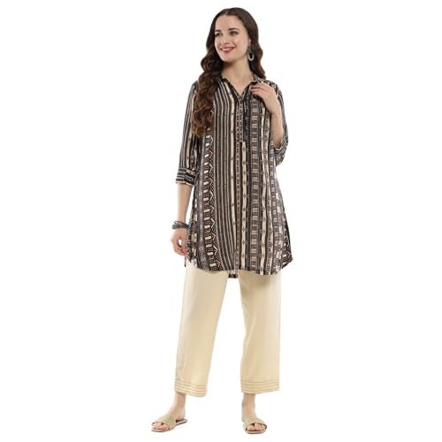 BIBA Chocolate Viscose Blend Straight Kurta - Image 3