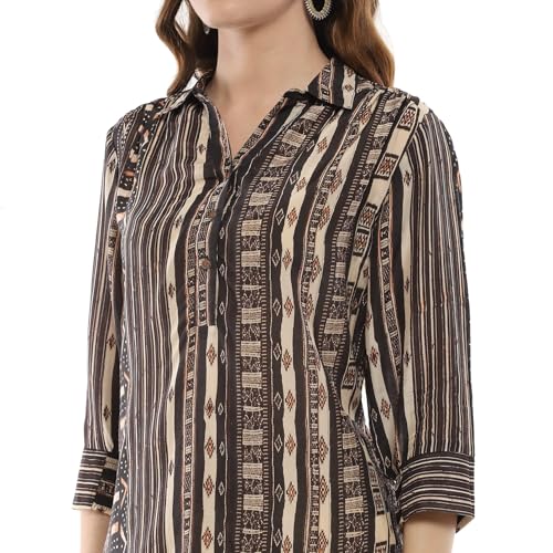 BIBA Chocolate Viscose Blend Straight Kurta - Image 4