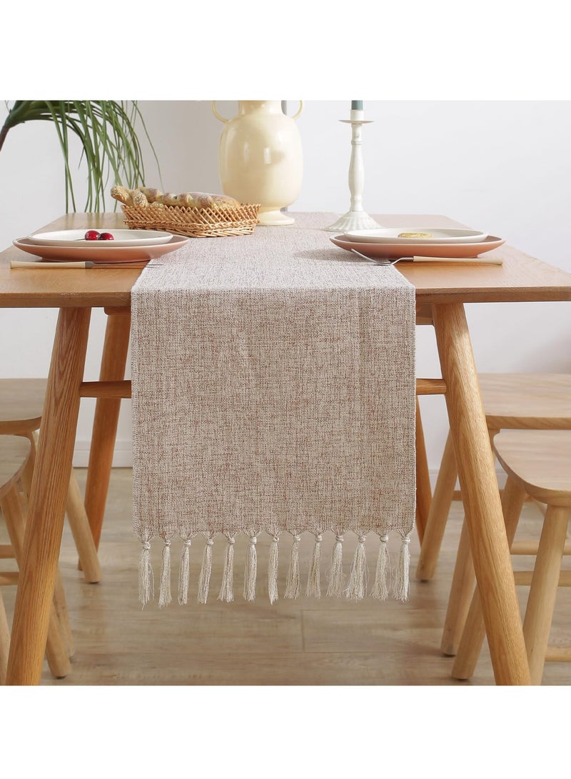 Excefore Table Runner Boho Style, Rustic Handmade Rustic Table Runner, 72 Inches Long Coffee Table Runner for Dining Party Holiday, Decorative for Home Dining Tea Kitchen (13*72 Inch) - Image 1