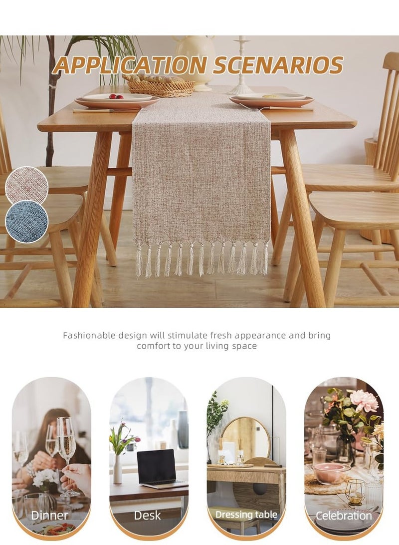 Excefore Table Runner Boho Style, Rustic Handmade Rustic Table Runner, 72 Inches Long Coffee Table Runner for Dining Party Holiday, Decorative for Home Dining Tea Kitchen (13*72 Inch) - Image 3