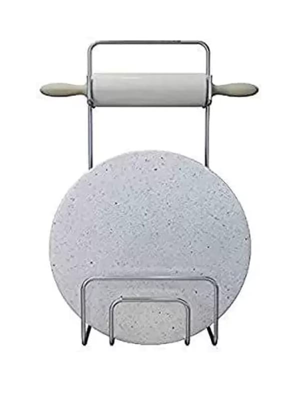 Zepdos® Stainless Steel Chakla Belan Stand for Kitchen, Rolling Pin Holder, Wall Mount Stand, Stand for Kitchen Storage Rack, Tawa Stand for Kitchen (Sliver) - Image 3