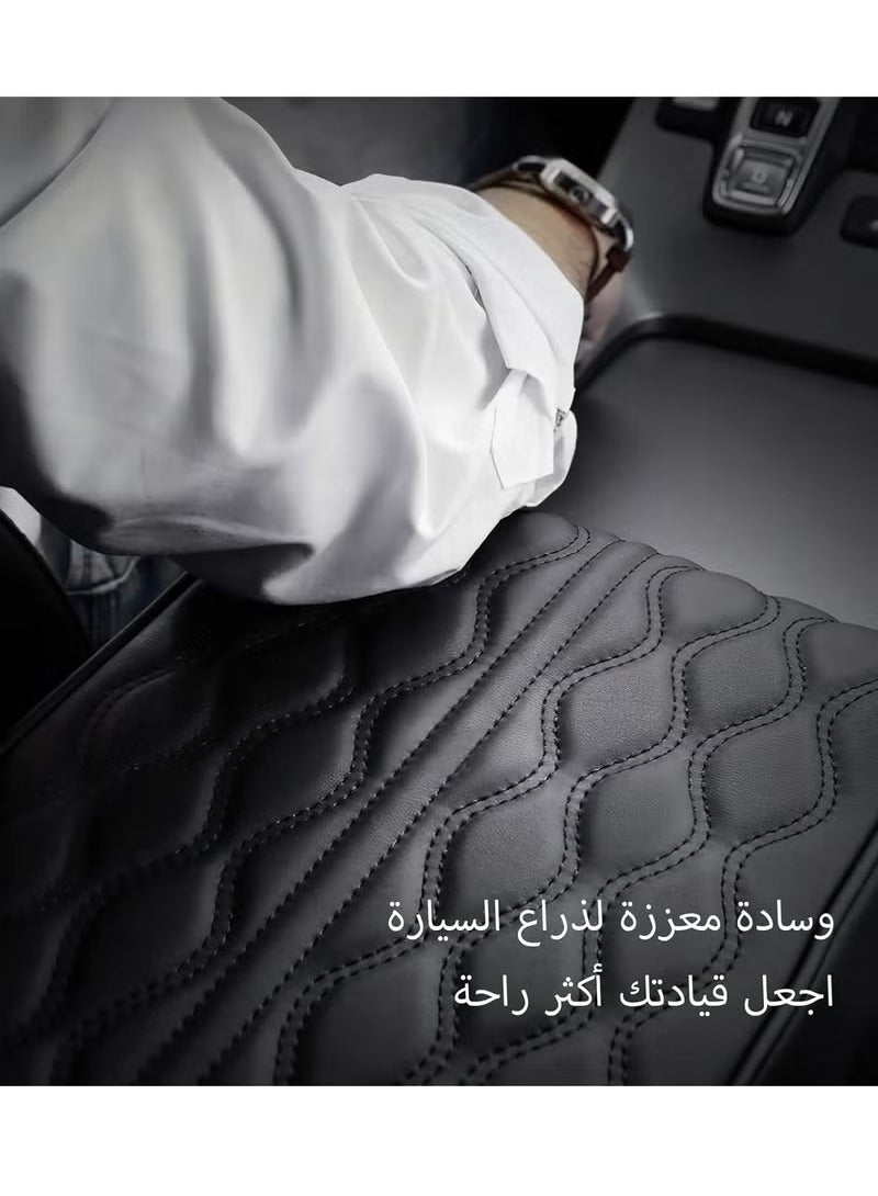 Generic Car Center Console heighten Cover, Leather Memory Foam Car Armrest Booster Pads, Leather Car Armrest Cover Protector, Suitable for Most Vehicles, SUVs, Trucks, Cars Black - Image 2
