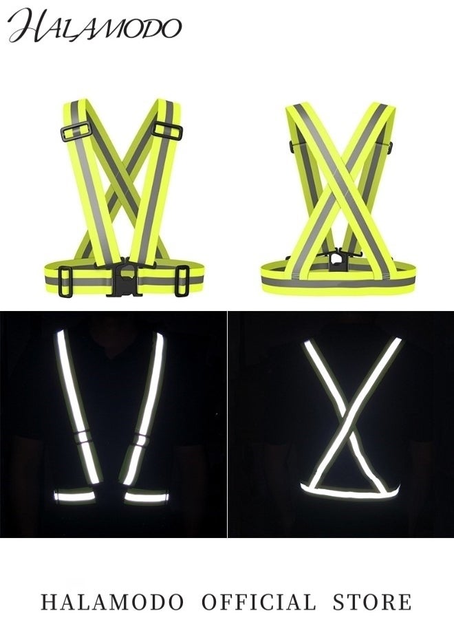 HALAMODO Unisex Reflective Vest High Visibility Adjustable Safety Vest Lightweight Running Gear Reflective Vest for Night Cycling & Hiking & Jogging & Dog Walking  - Image 2