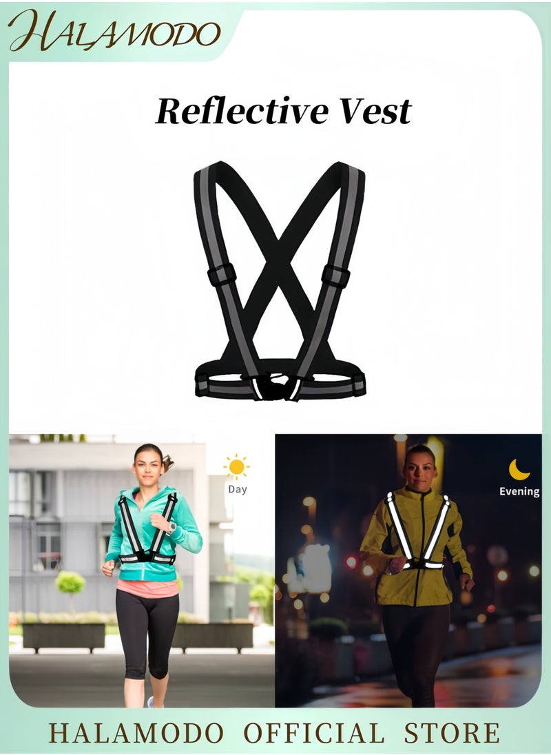 HALAMODO Unisex Reflective Vest High Visibility Adjustable Safety Vest Lightweight Running Gear Reflective Vest for Night Cycling & Hiking & Jogging & Dog Walking  - Image 1