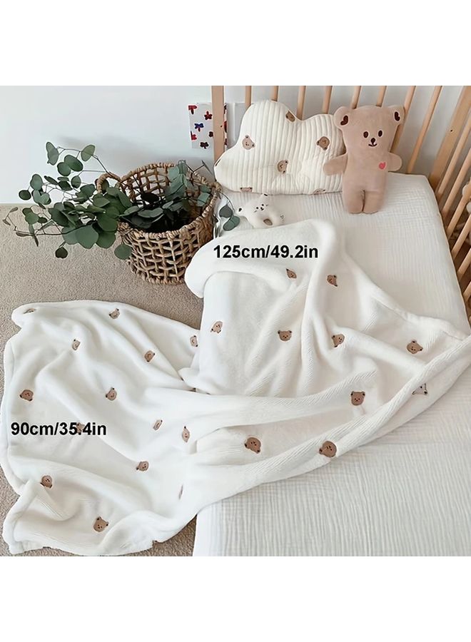 Tiger Cozy Micro Minky Embroidered Baby Bear Throw Blanket Warm Swaddle For Newborns Infants Toddlers - Image 2