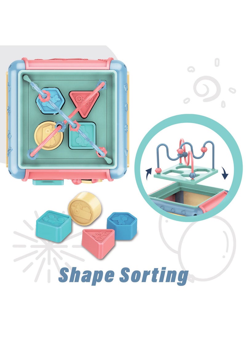 Kidwala puzzle activity baby rainbow cube playset, musical wisdom hexahedral shape for 18+ months gear rotation multifunction, 6 sided maze playset for toddlers - Image 3