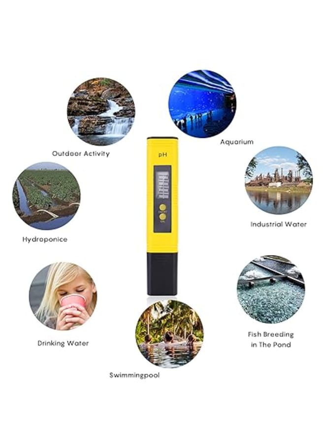 مقياس درجة الحموضة الرقمي ، قارئ اختبار درجة الحموضة الرقمي المحمول بدقة 0.01pH، اختبار مع نطاق قياس درجة الحموضة 0-14 مع ATC لمياه الشرب وأحواض السمك والزراعة المائية وحمامات السباحة - Image 1