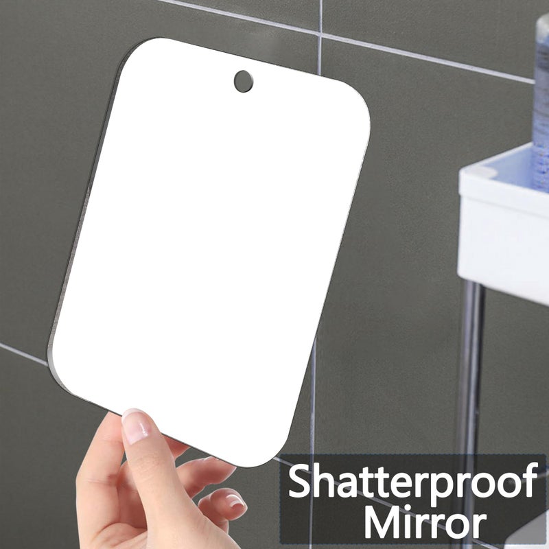 NKJVE Shatterproof Shower Mirror Fogless for Shaving,(Larger 11x8 Inch) Anti Fog Shaving Mirror Holder NO-Drilling, No Fog Free Waterproof,Small Wall Mounted Bathroom Accessories Camping Hanging Men - Image 5
