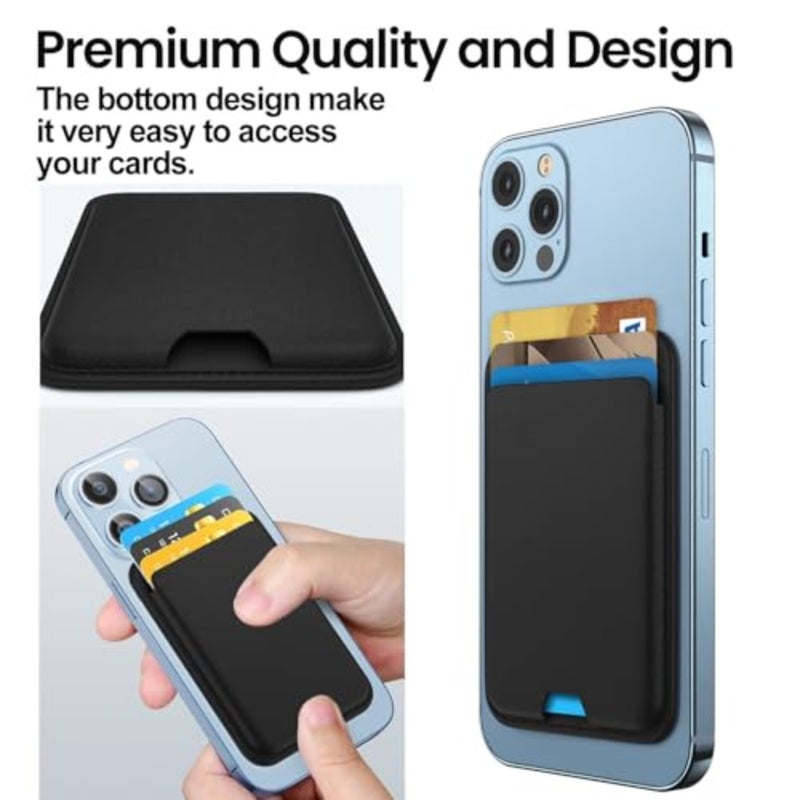 محفظة مغناطيسية متوافقة مع MagSafe لهاتف iPhone 17 16 15 14 13 12 Pro Max Air Plus Model، حامل بطاقات آمن Mag 3 عصا على ملحقات للهاتف الخلوي Apple والحافظة، MidnightandBlue - Image 5