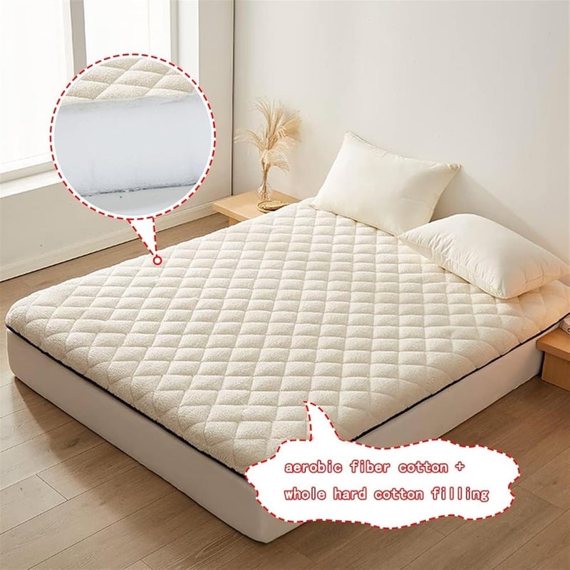 Japanese Futon Mattress,Tatami Mattress, with Breathable Bottom Tatami Mat Shikibuton Camping Mattress Portable Sleeping Pad Student Bed Mattress Topper,(White,120X190cm(47 * 74in)) - Image 4