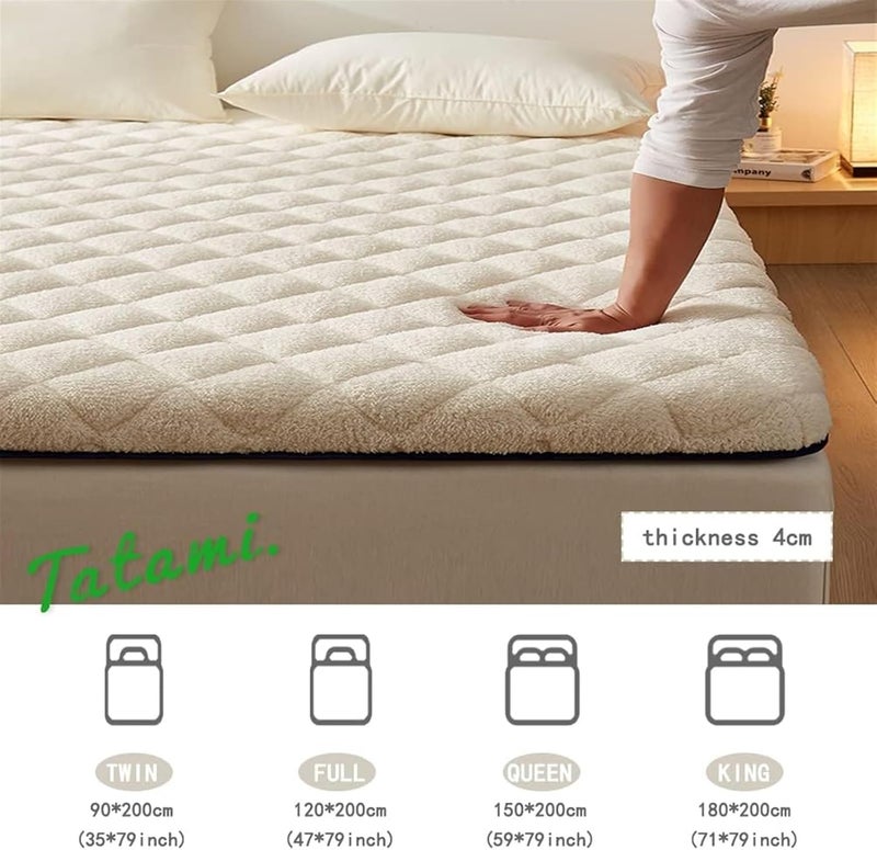 Japanese Futon Mattress,Tatami Mattress, with Breathable Bottom Tatami Mat Shikibuton Camping Mattress Portable Sleeping Pad Student Bed Mattress Topper,(White,120X190cm(47 * 74in)) - Image 3