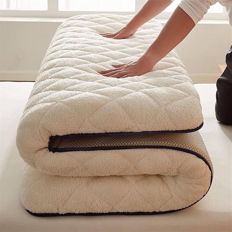 Japanese Futon Mattress,Tatami Mattress, with Breathable Bottom Tatami Mat Shikibuton Camping Mattress Portable Sleeping Pad Student Bed Mattress Topper,(White,120X190cm(47 * 74in)) - Image 1