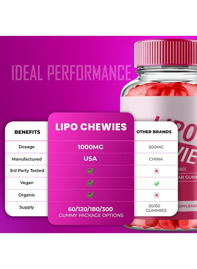 IDEAL PERFORMANCE Lipo Chewies Brazillian Gummies, Lipo Chewies Keto ACV Keto Supplement Gummies - Maximum Strength, All Natural Support Formula, Keto+ACV Advanced Formula, LipoChewies Keto Gummy Reviews (2 Pack) - Image 5
