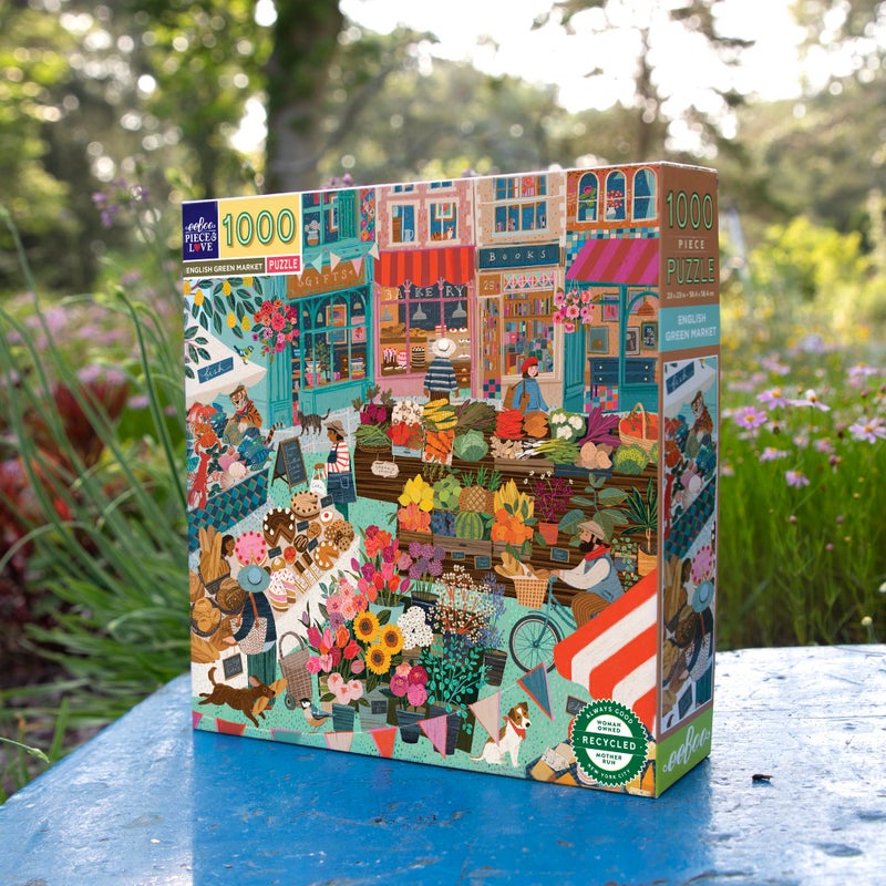 eeBoo Piece & Love: English Green Market - 1000 Piece Puzzle - Adult Square Jigsaw, 23x23, includes Image Reference Insert, Pieces - Image 4
