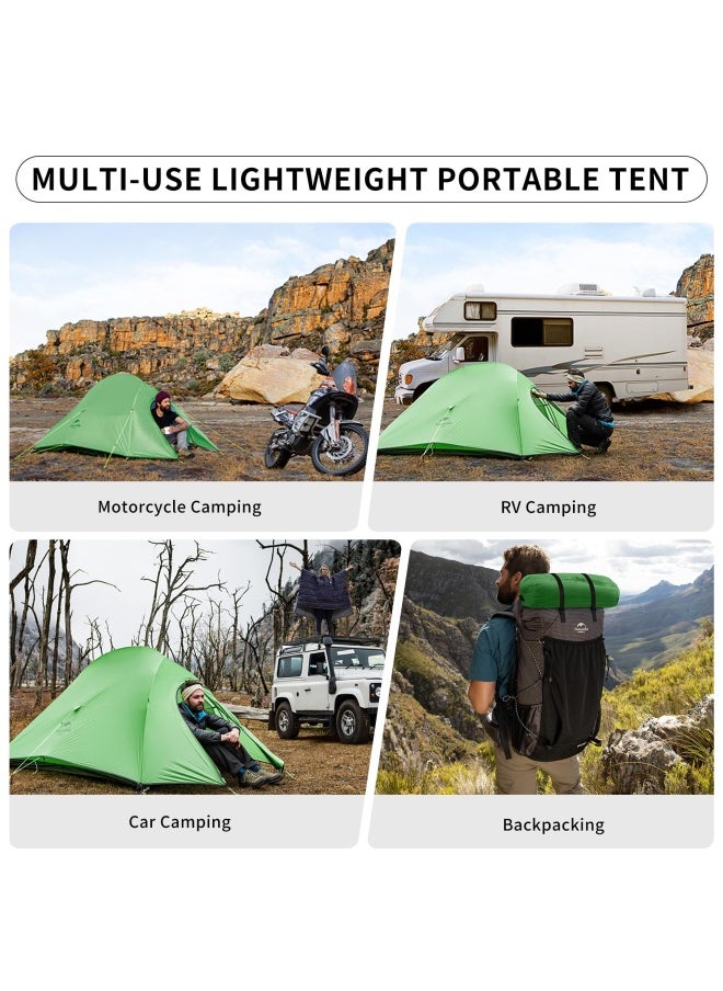 Naturehike Updated Cloud Up 2 Tent | 2-Person Rectangular Camping Tent | 210T Nylon, Waterproof | (210+60) X 125 X 100 Cm | Features: Ykk Zippers, Full-Coverage Rainfly | Color - Bud Green  - Image 5