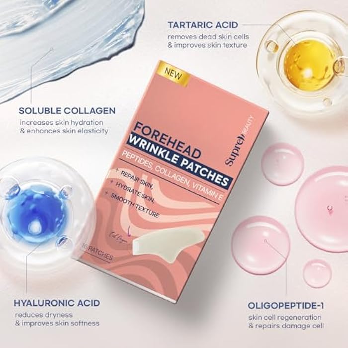 SupreH Forehead Wrinkle Patches For Anti-Wrinkle: Facial Wrinkle Patches for Forehead Fine Lines & Frown Lines - Overnight Mask with Peptide 14 - Image 2