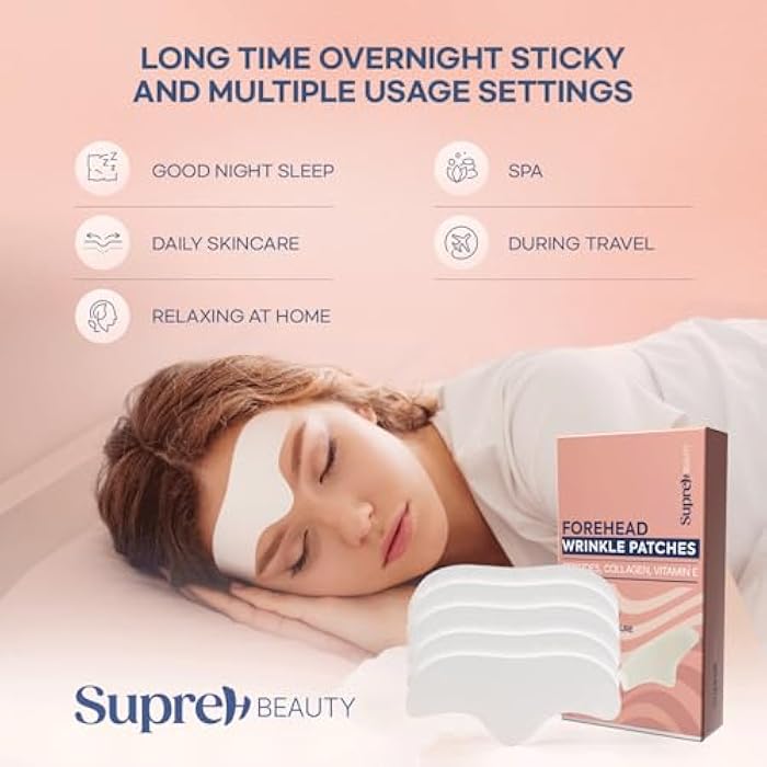 SupreH Forehead Wrinkle Patches For Anti-Wrinkle: Facial Wrinkle Patches for Forehead Fine Lines & Frown Lines - Overnight Mask with Peptide 14 - Image 3